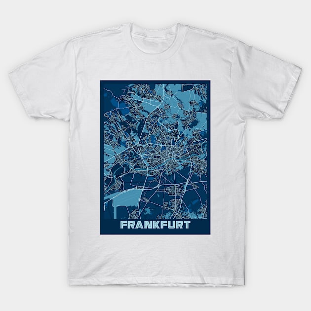 Frankfurt - Germary Peace City Map T-Shirt by tienstencil